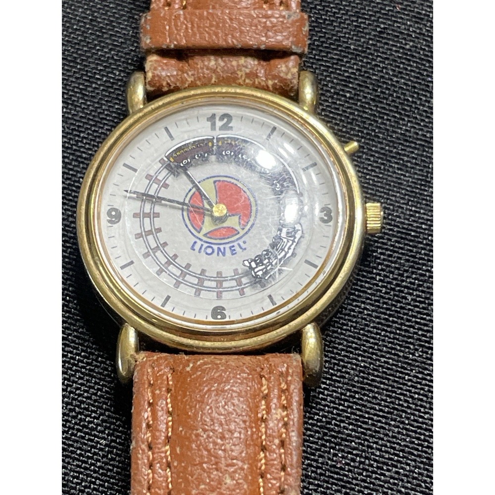 Lionel Train Collectible Men's Brown Buckle Band Analog Watch Vintage